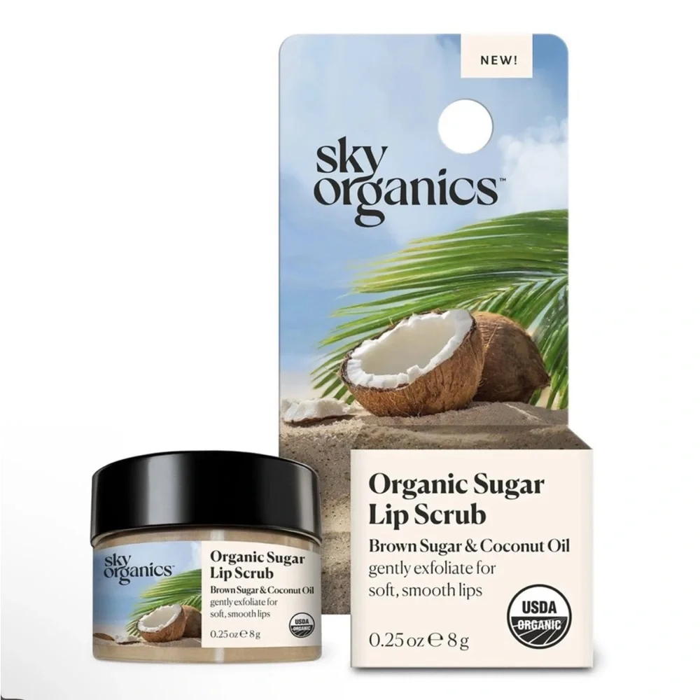 NIB Sky Organics Sugar Lip Scrub brown sugar & coconut oil soft smooth lips (3)